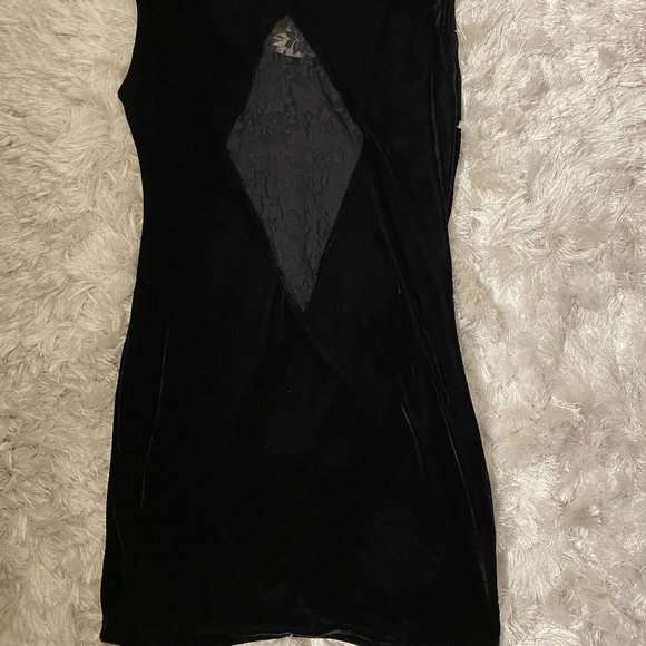 Black Velvet Material Girl Dress Size Large - Picture 9 of 10